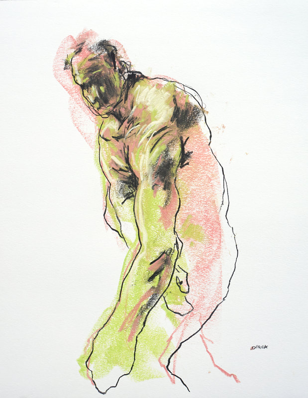 Apple green & blush figure by Derek Overfield